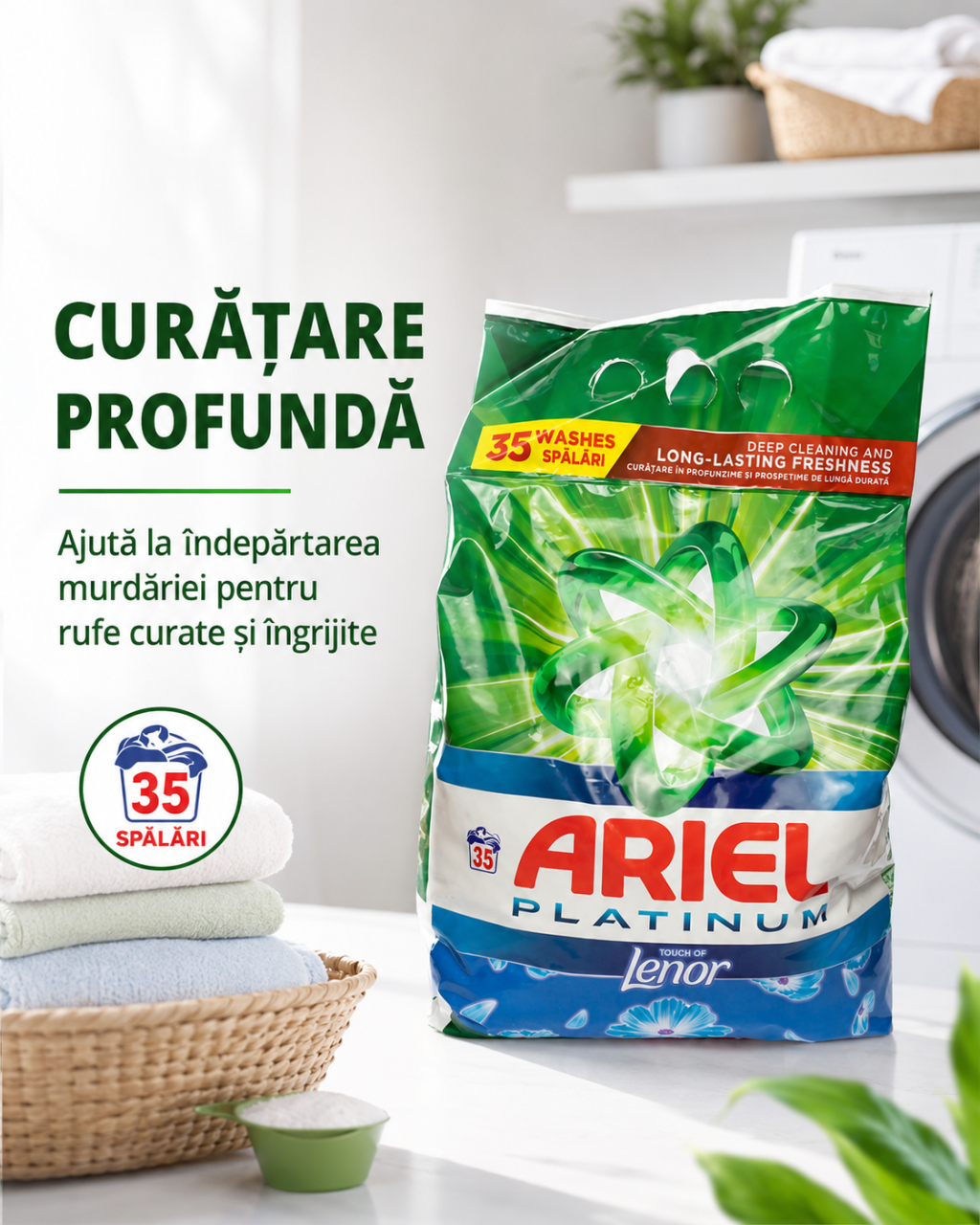 Ariel Platinum Touch of Lenor Detergent Automat de Rufe Pudra 35 Spalari 2.27 kg [4]