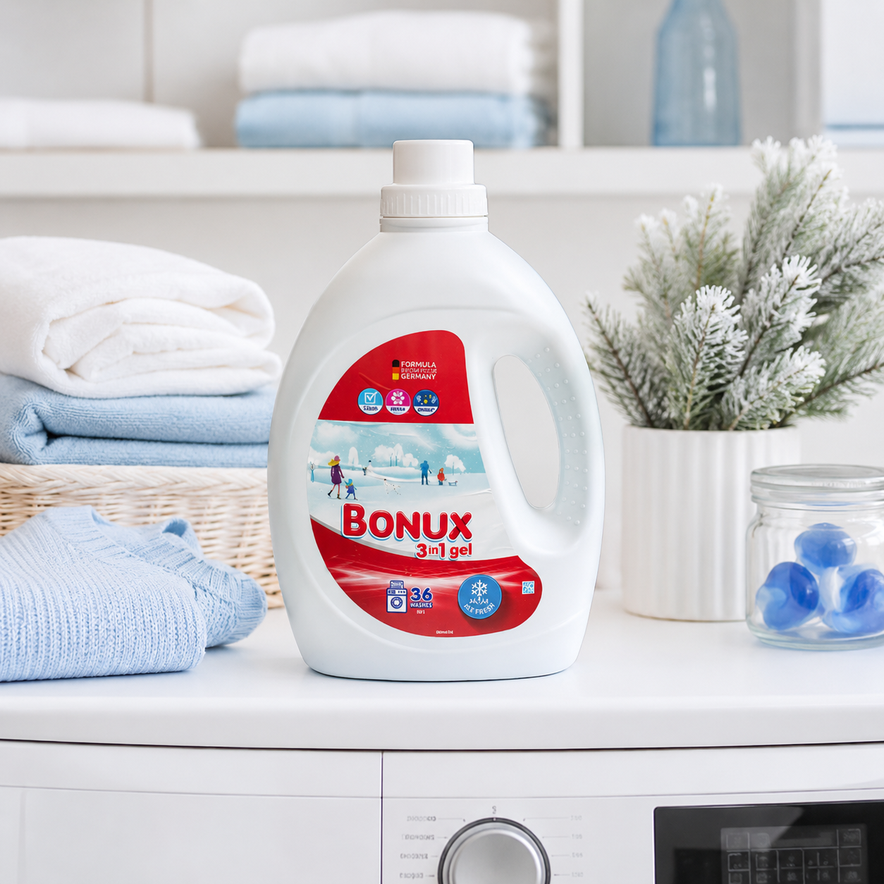 Bonux 3 în 1 Polar Ice Fresh Detergent Automat de Rufe Gel 36 Spălări 1.8 L [2]
