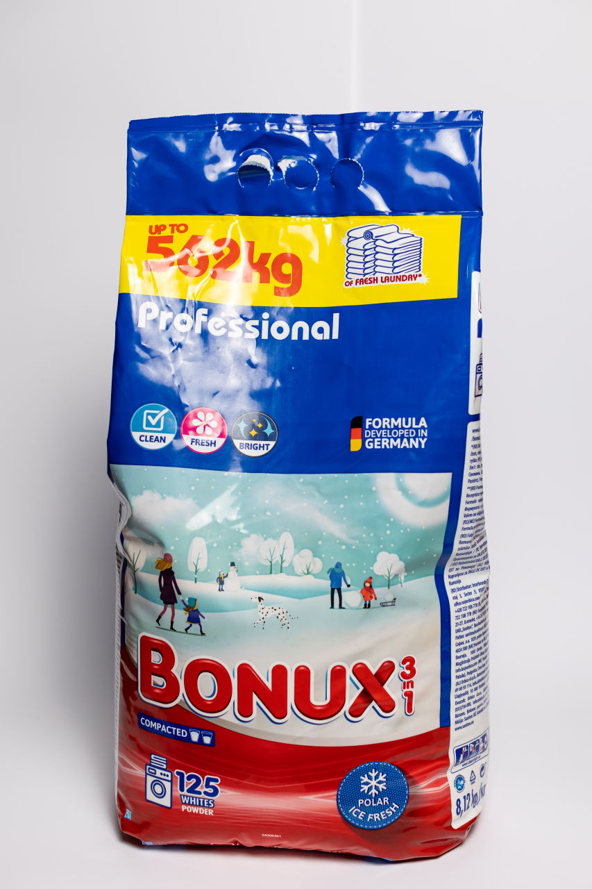 Bonux 3 in 1 Professional Polar Ice Fresh, detergent automat de rufe, pudra, 125 spalari, 8.12 kg [2]