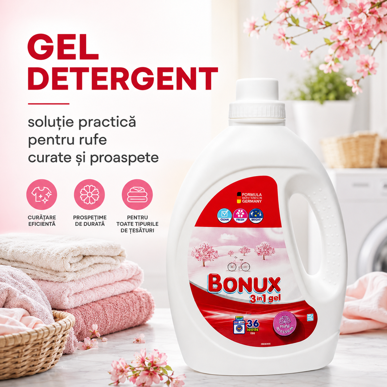 Bonux 3 în 1 Pure Magnolia Detergent Automat de Rufe Gel 36 Spălări 1.8 L [6]