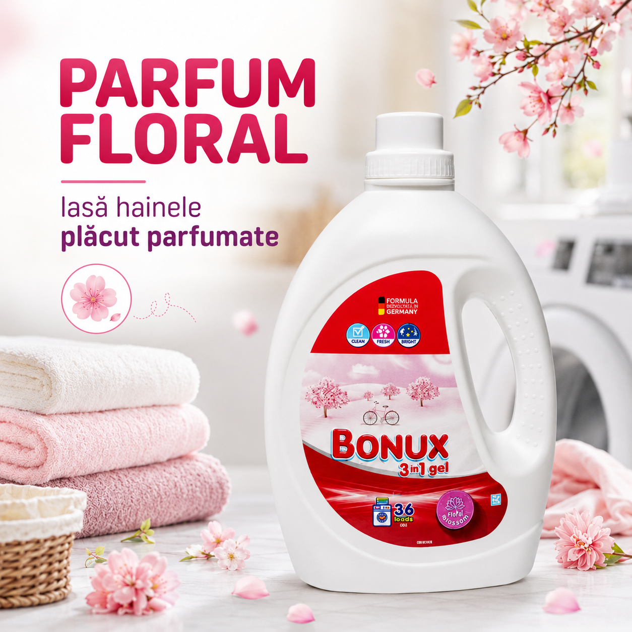 Bonux 3 în 1 Pure Magnolia Detergent Automat de Rufe Gel 36 Spălări 1.8 L [5]