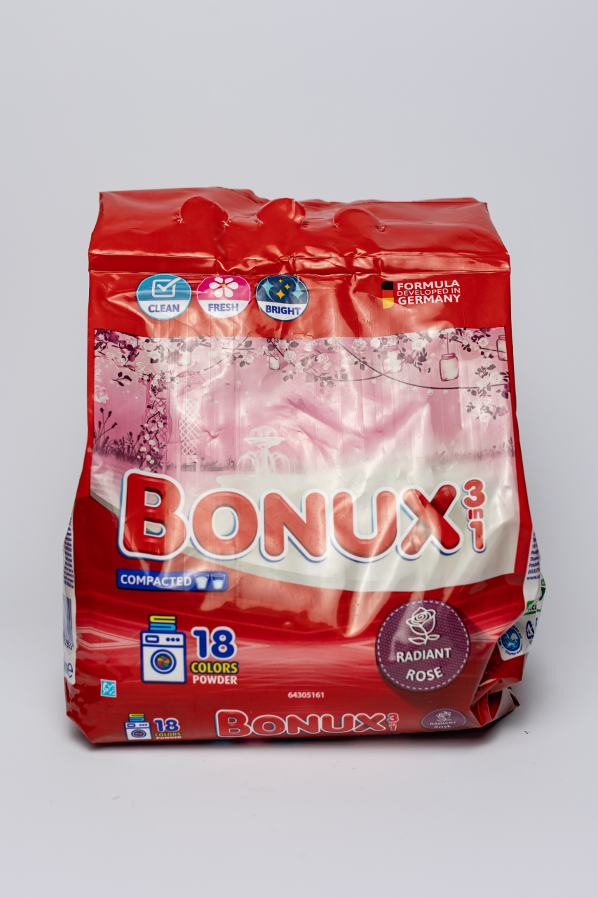 Bonux 3 in 1 Radiant Rose, detergent automat de rufe, pudra, 18 spalari, 1.17 kg [2]