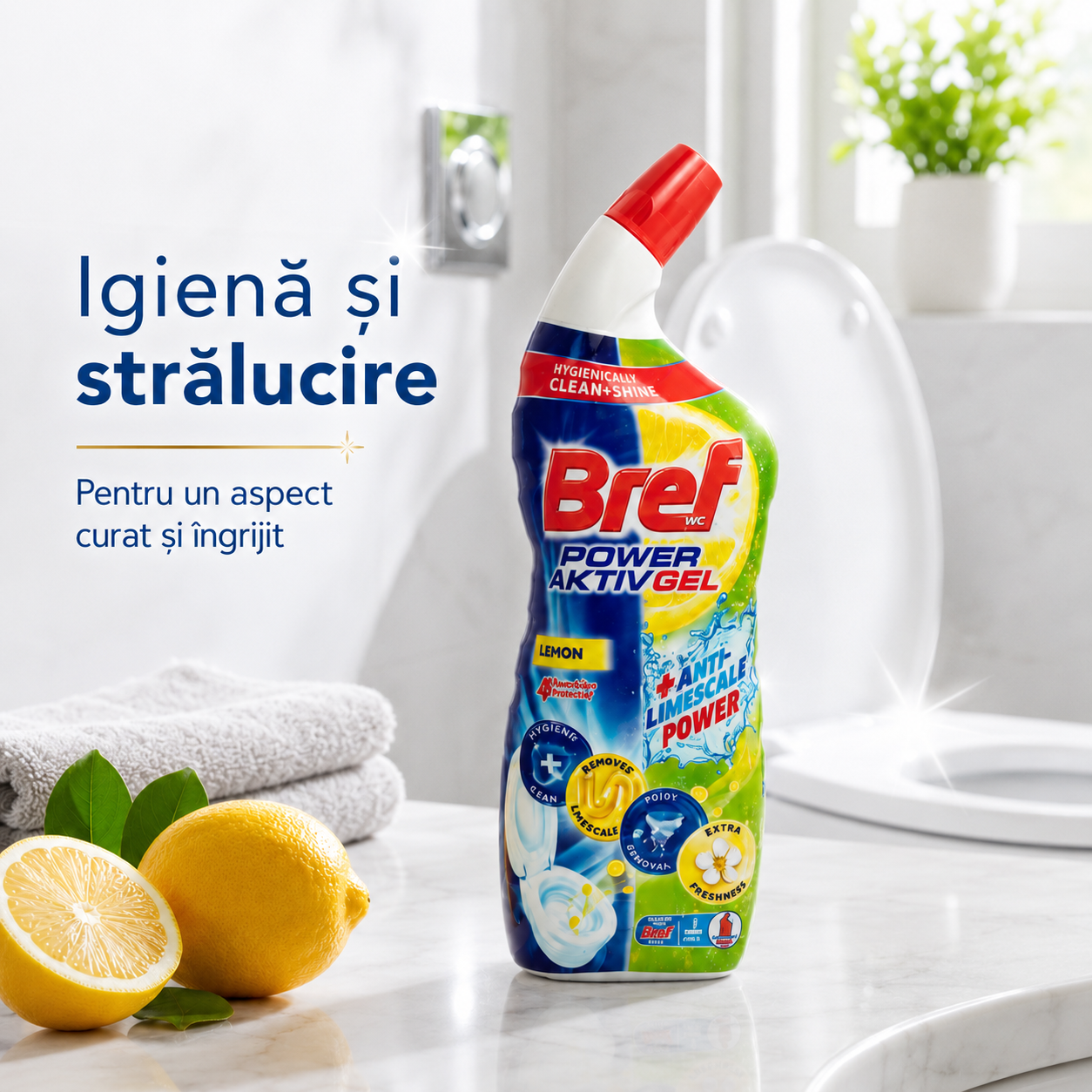 Bref Power Aktiv Gel Lemon pentru Toaletă, 700 ml [5]