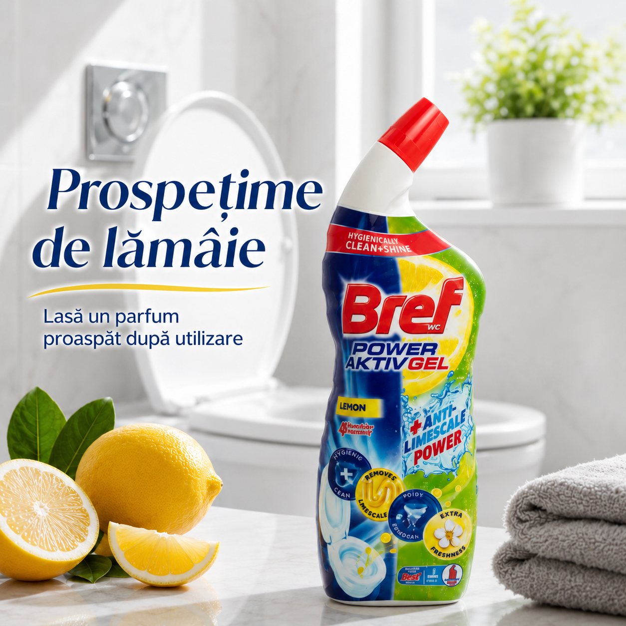 Bref Power Aktiv Gel Lemon pentru Toaletă, 700 ml [3]