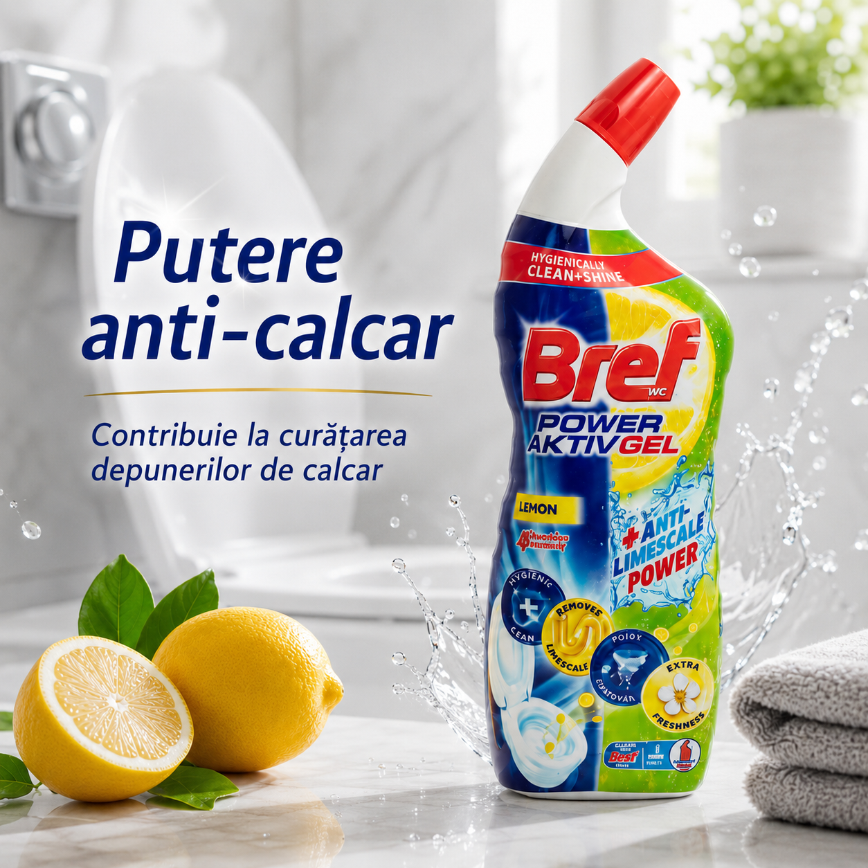 Bref Power Aktiv Gel Lemon pentru Toaletă, 700 ml [4]