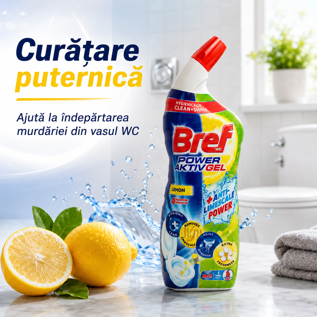 Bref Power Aktiv Gel Lemon pentru Toaletă, 700 ml [2]
