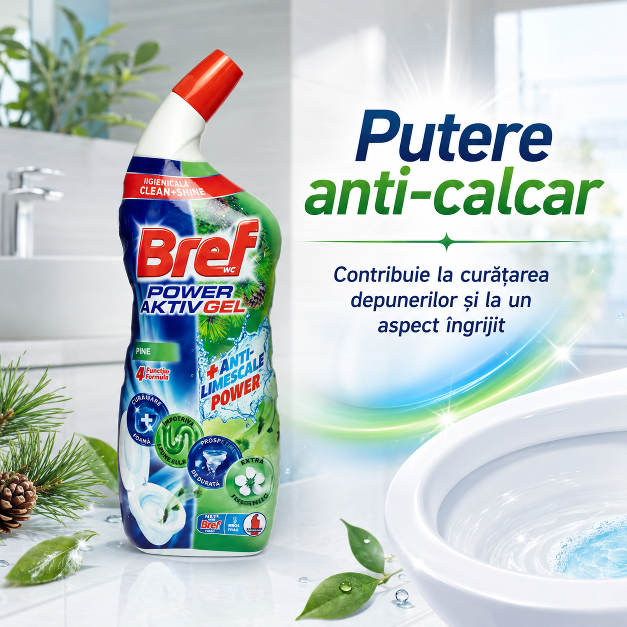 Bref Power Aktiv Gel Pine pentru Toaletă 700 ml [4]