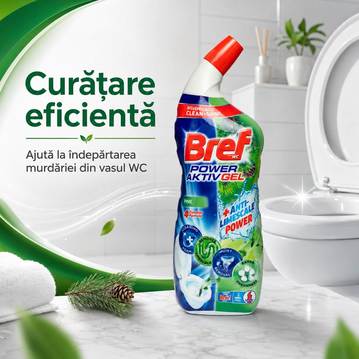 Bref Power Aktiv Gel Pine pentru Toaletă 700 ml [2]