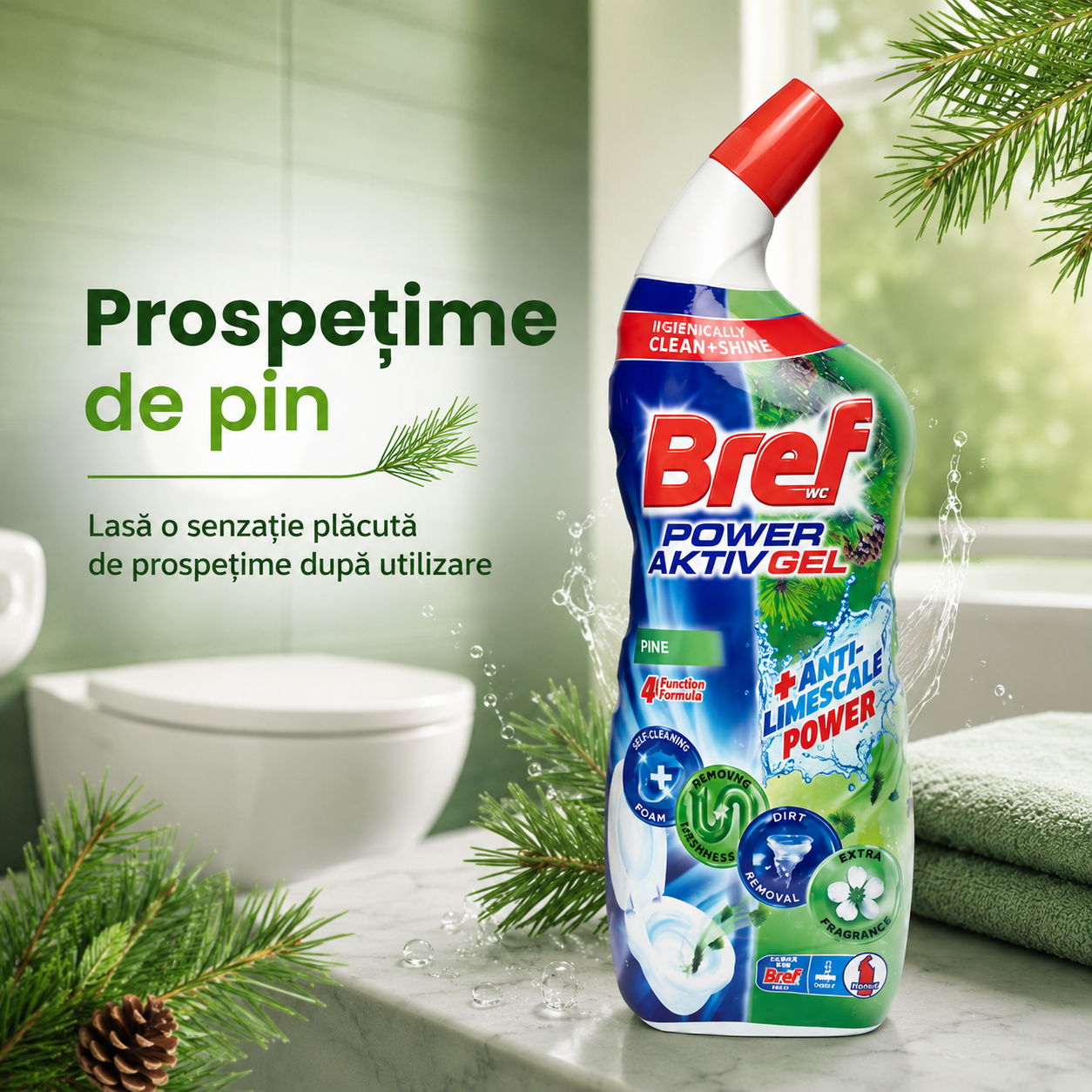 Bref Power Aktiv Gel Pine pentru Toaletă 700 ml [3]