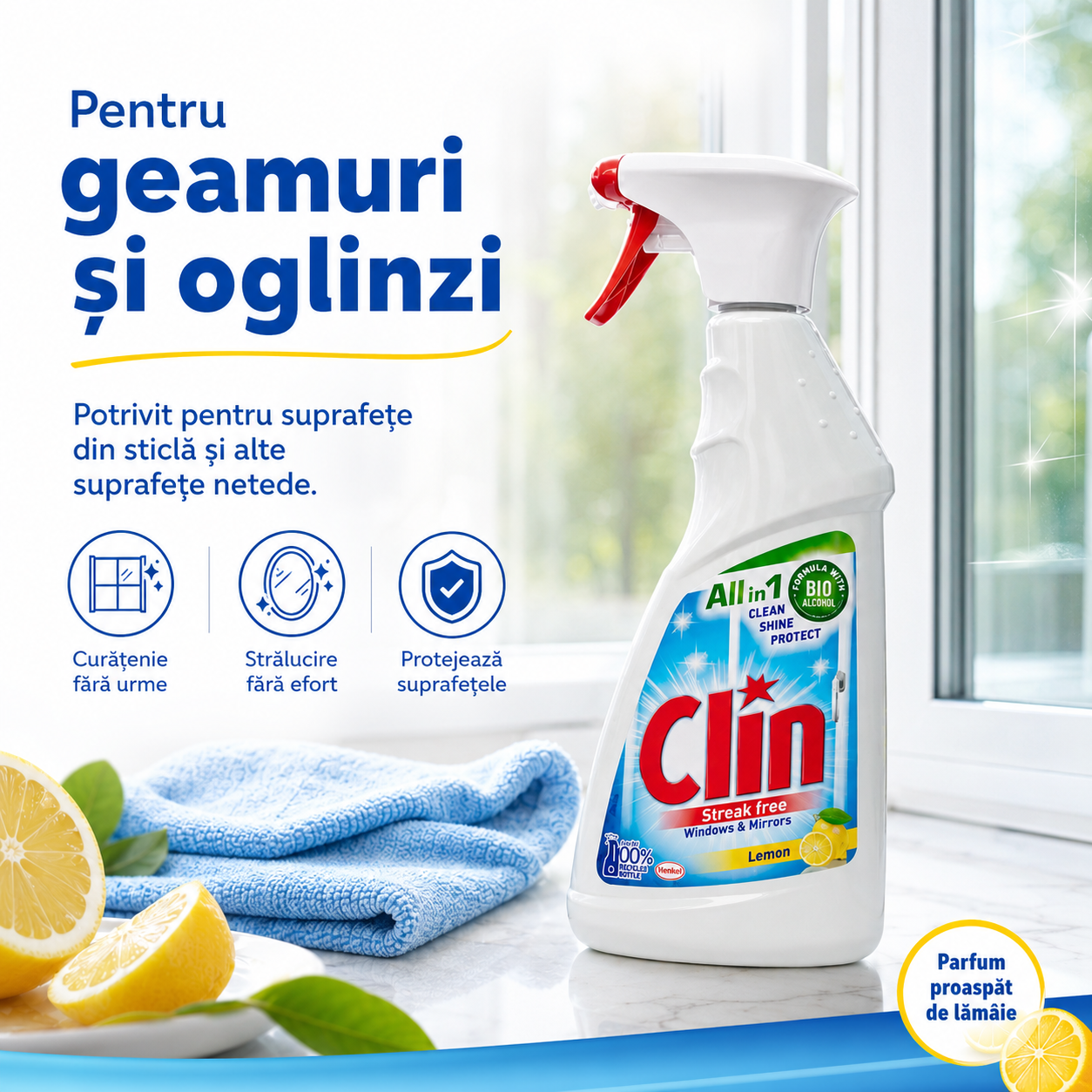 Clin Lemon Soluție pentru Geamuri și Oglinzi 500 ml [4]
