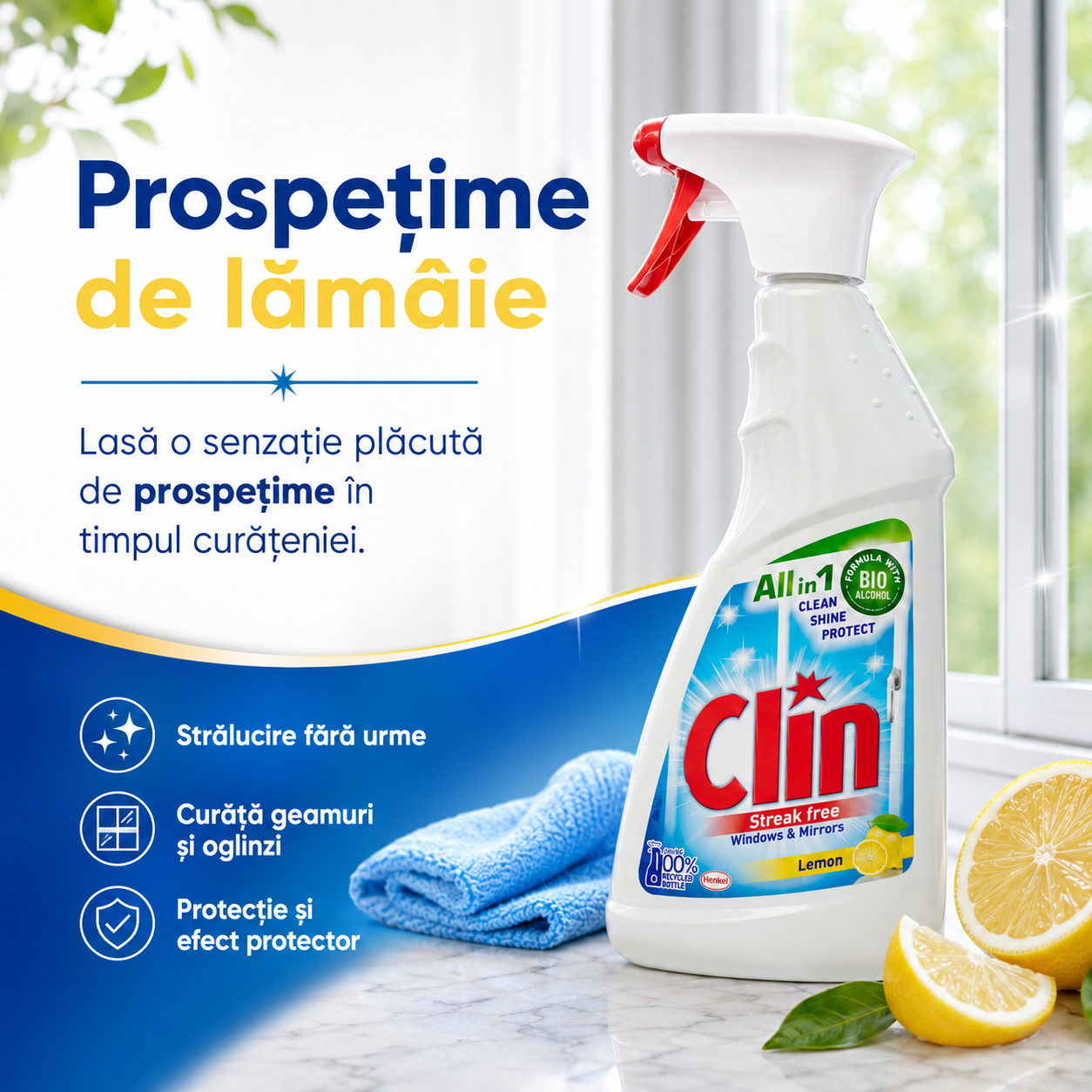 Clin Lemon Soluție pentru Geamuri și Oglinzi 500 ml [5]