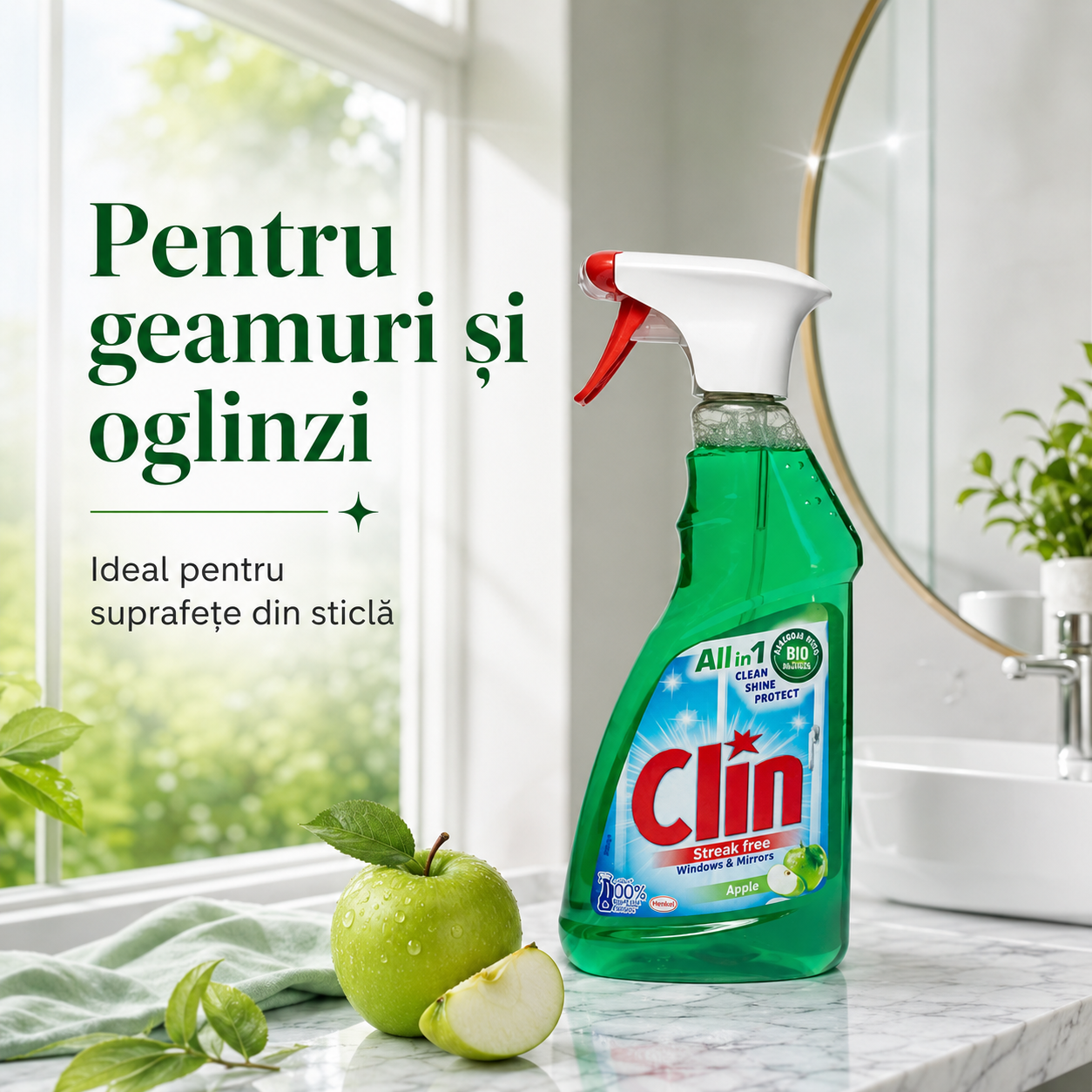 Clin Apple Soluție pentru Geamuri și Oglinzi 500 ml [2]