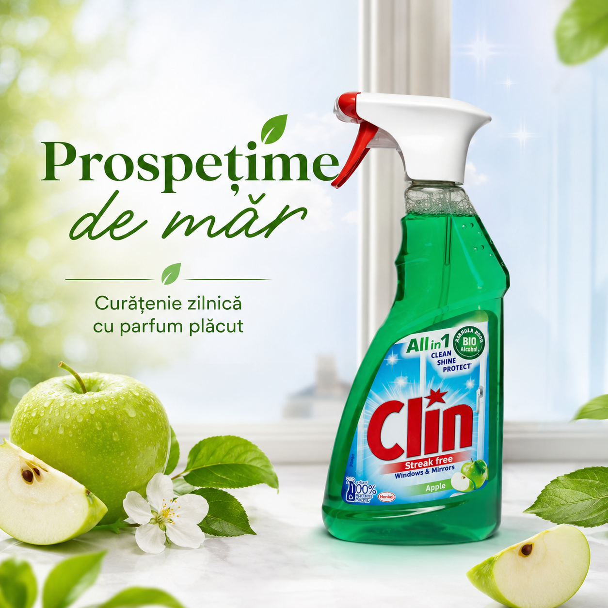 Clin Apple Soluție pentru Geamuri și Oglinzi 500 ml [4]