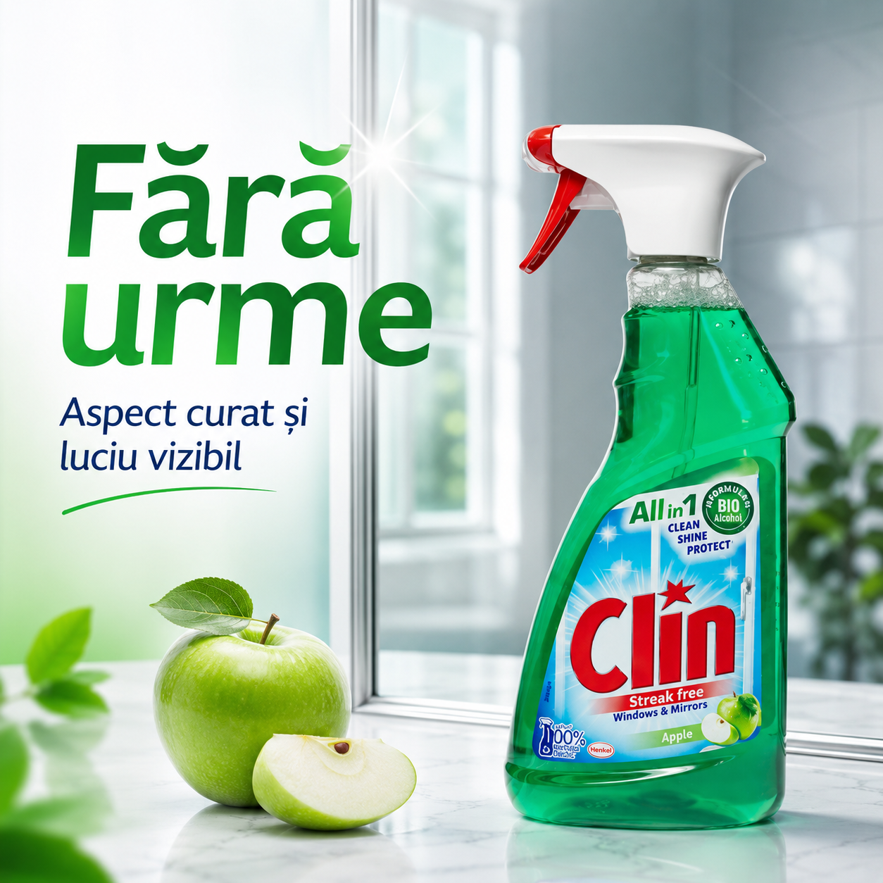 Clin Apple Soluție pentru Geamuri și Oglinzi 500 ml [5]