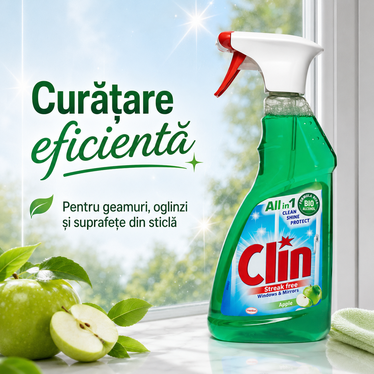 Clin Apple Soluție pentru Geamuri și Oglinzi 500 ml [3]