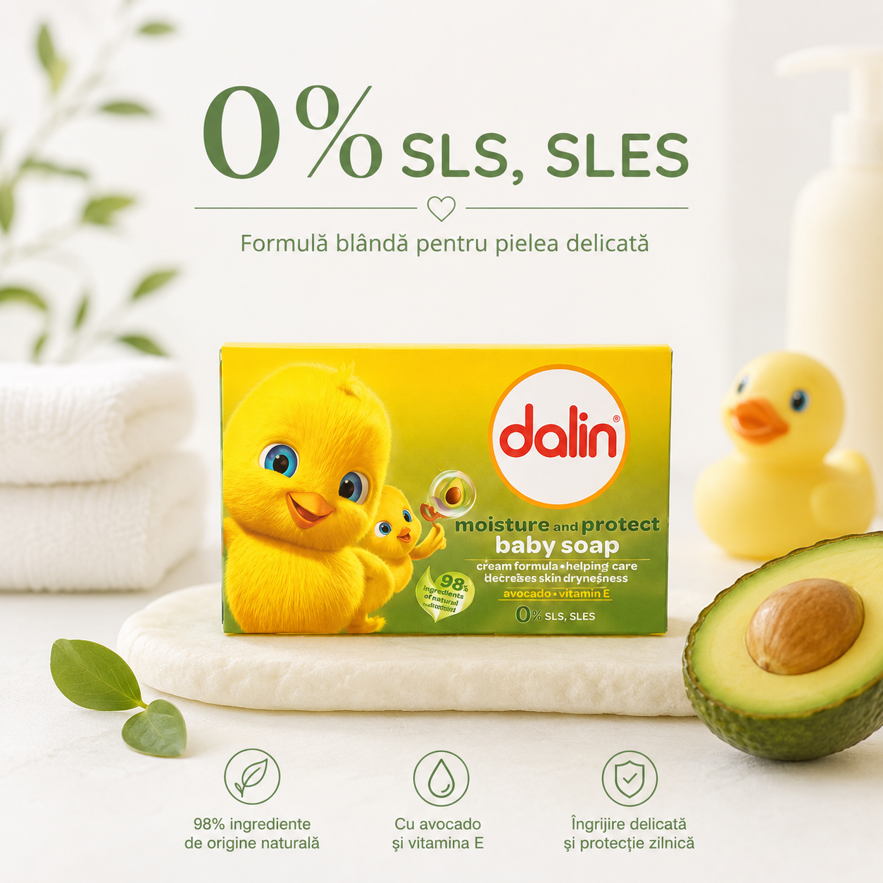 Dalin Săpun Solid pentru Bebeluși cu Avocado Moisture and Protect 100 g [6]