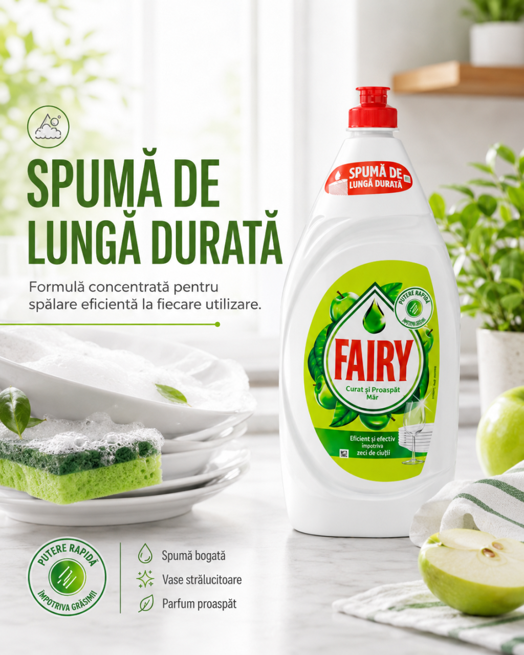 Fairy Apple Detergent de Vase cu Parfum de Mar 1.35 L [4]
