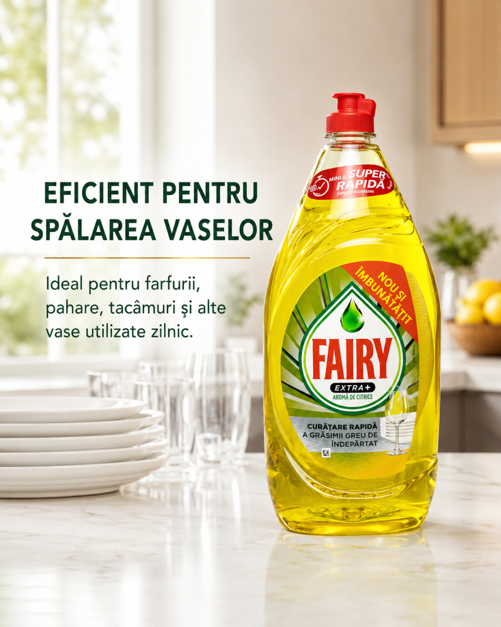 Fairy Extra Detergent de Vase cu Arome de Citrice 1.35 L [5]