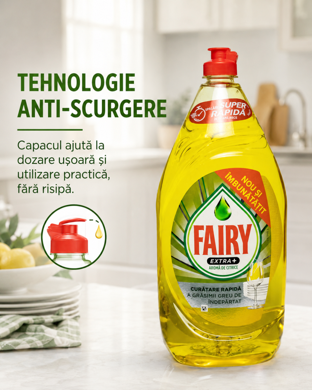 Fairy Extra Detergent de Vase cu Arome de Citrice 1.35 L [6]