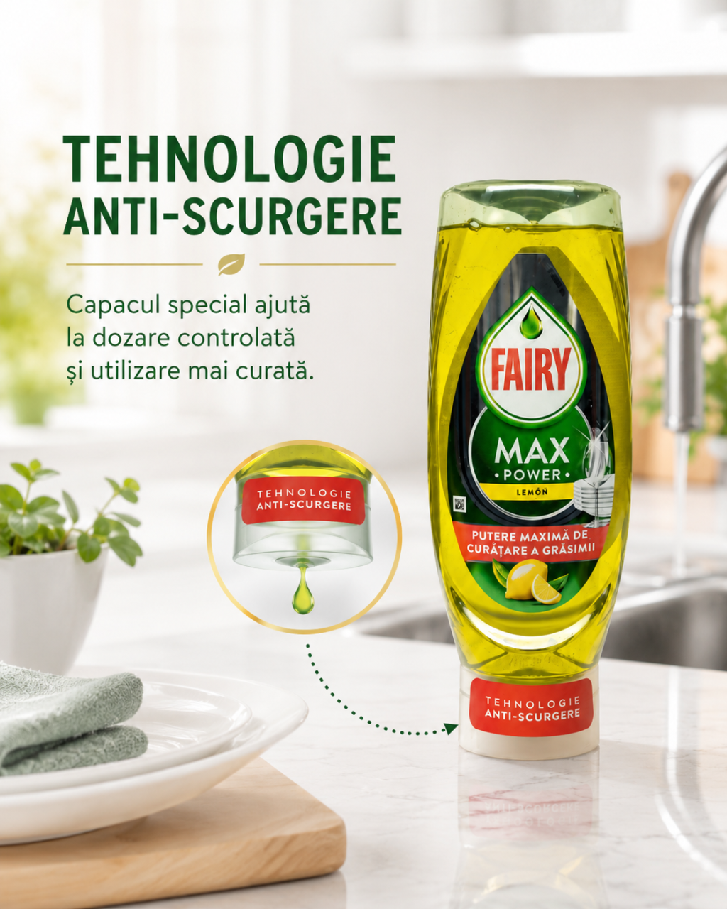 Fairy Max Power Lemon Detergent de Vase 730 ml [5]