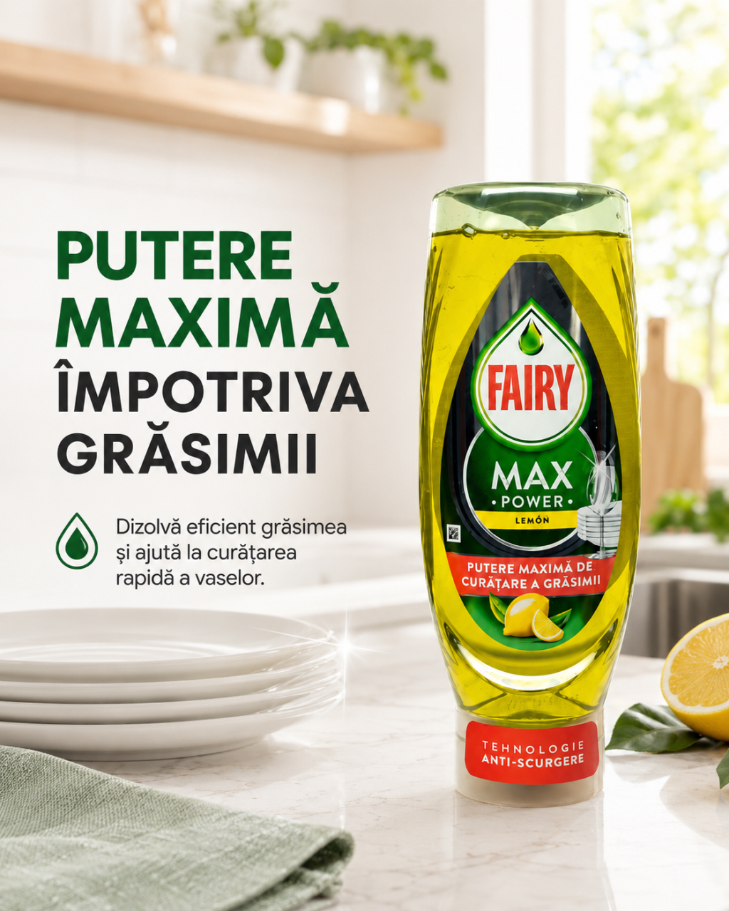 Fairy Max Power Lemon Detergent de Vase 730 ml [3]