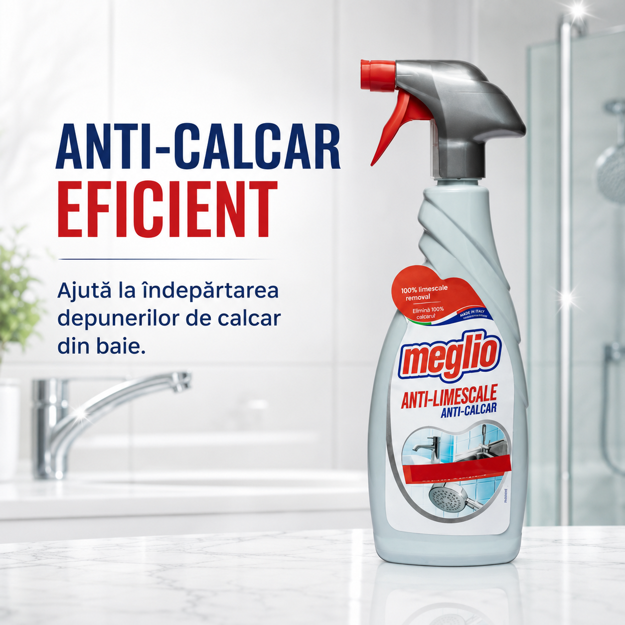 Meglio Spray Detergent Anticalcar pentru Baie 650 ml [3]