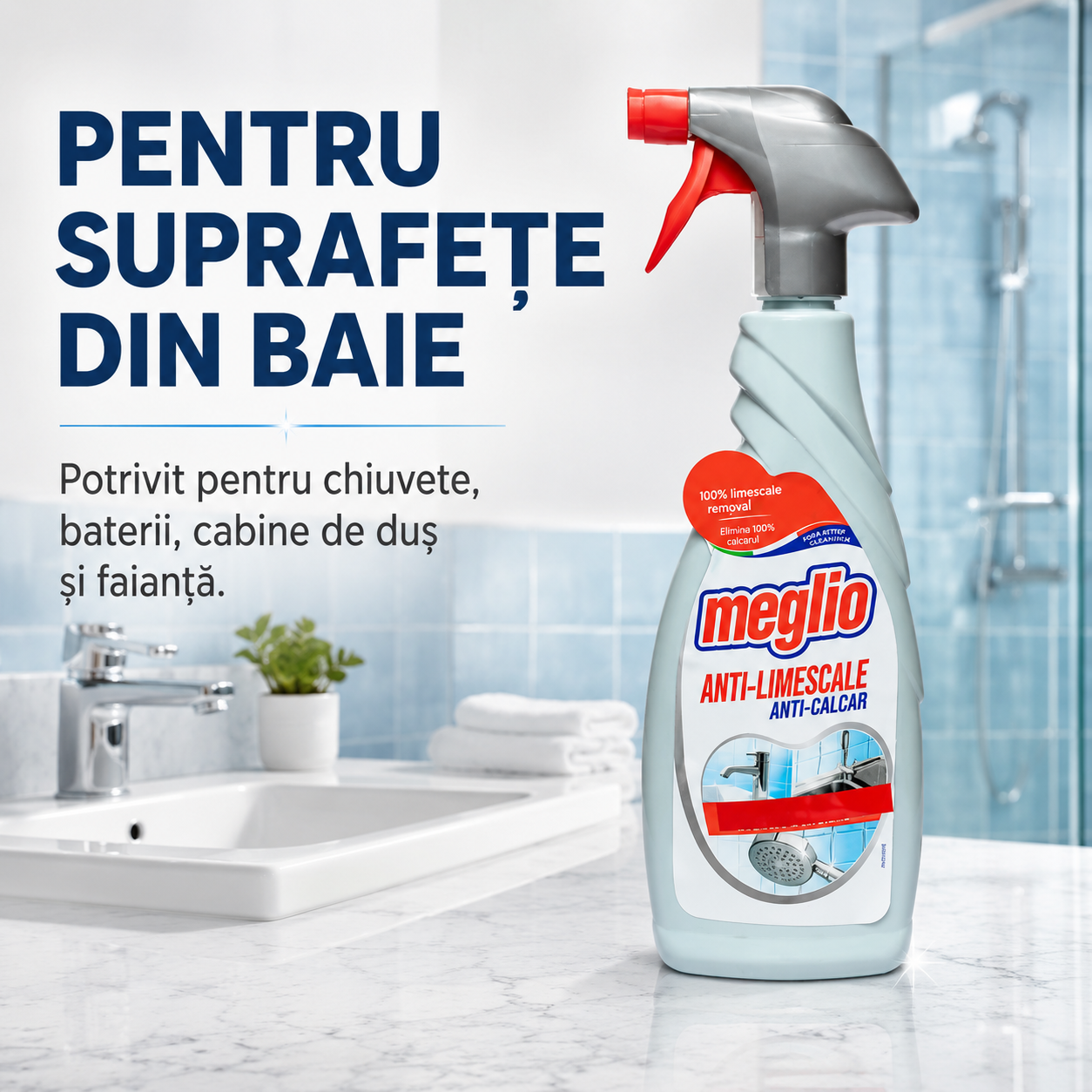 Meglio Spray Detergent Anticalcar pentru Baie 650 ml [4]