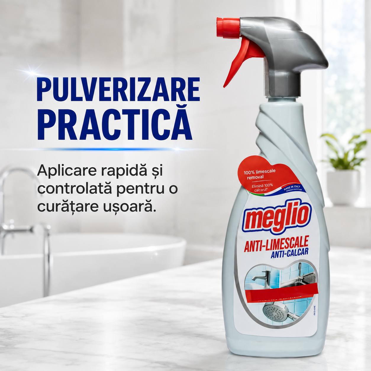 Meglio Spray Detergent Anticalcar pentru Baie 650 ml [5]