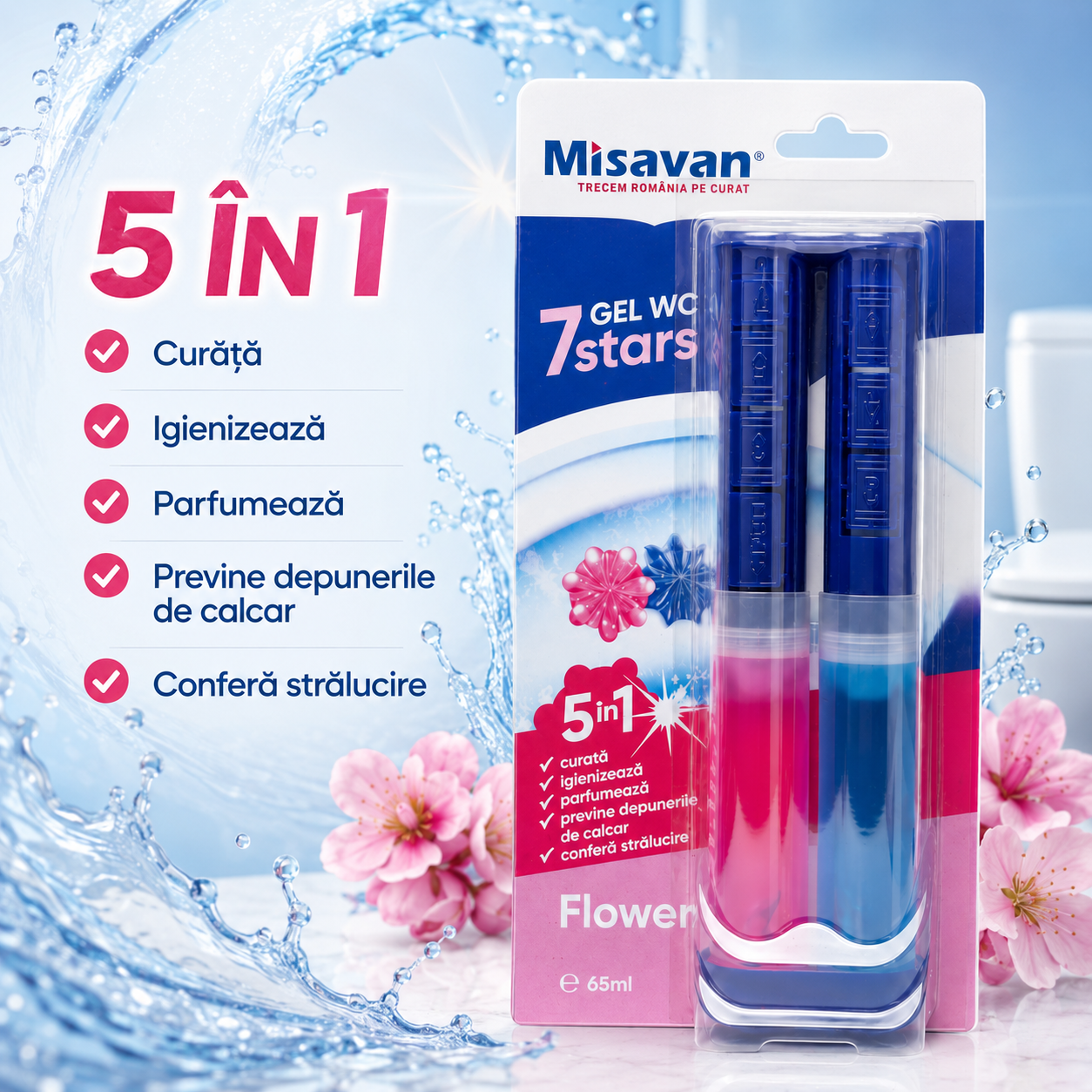 Misavan 7 Stars Gel WC Flower Odorizant Toaletă 65 ml [4]