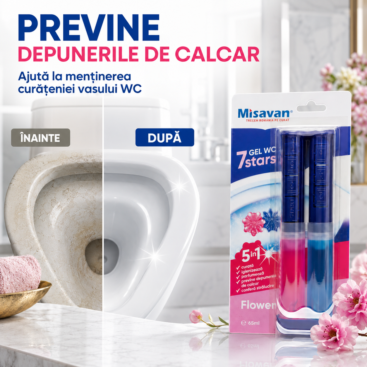 Misavan 7 Stars Gel WC Flower Odorizant Toaletă 65 ml [5]