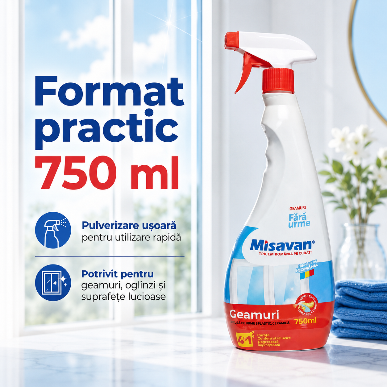 Misavan Soluție Curățare Geamuri 4 în 1 750 ml [5]