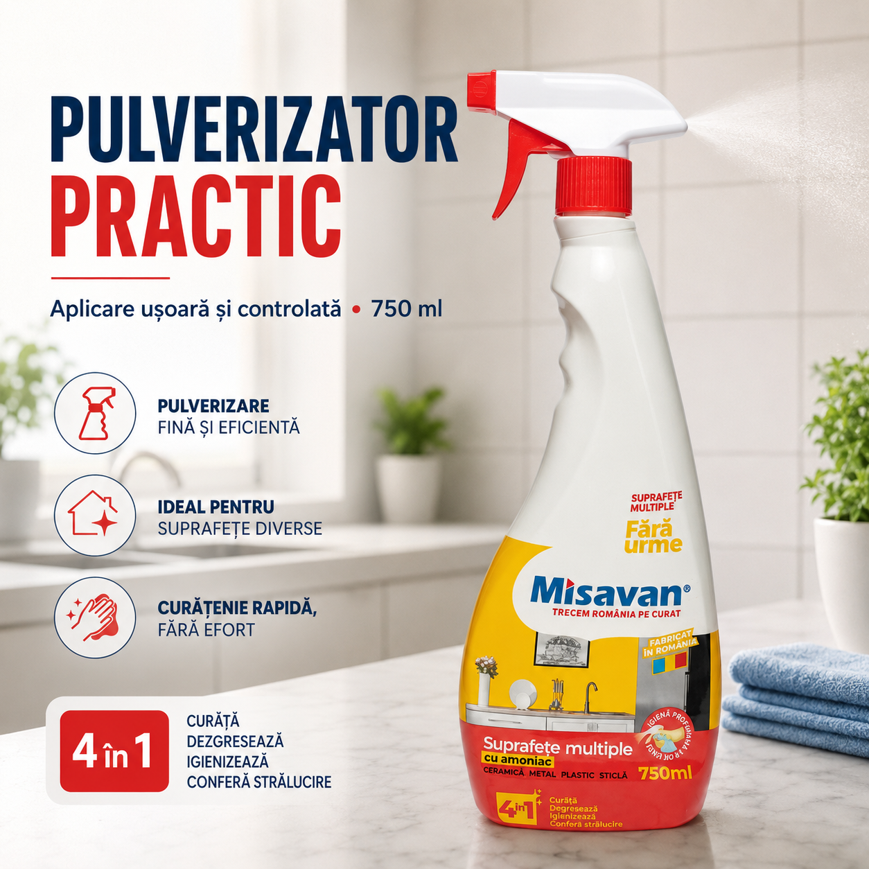 Misavan Soluție Multifuncțională pe bază de Amoniac 4 în 1 750 ml [5]