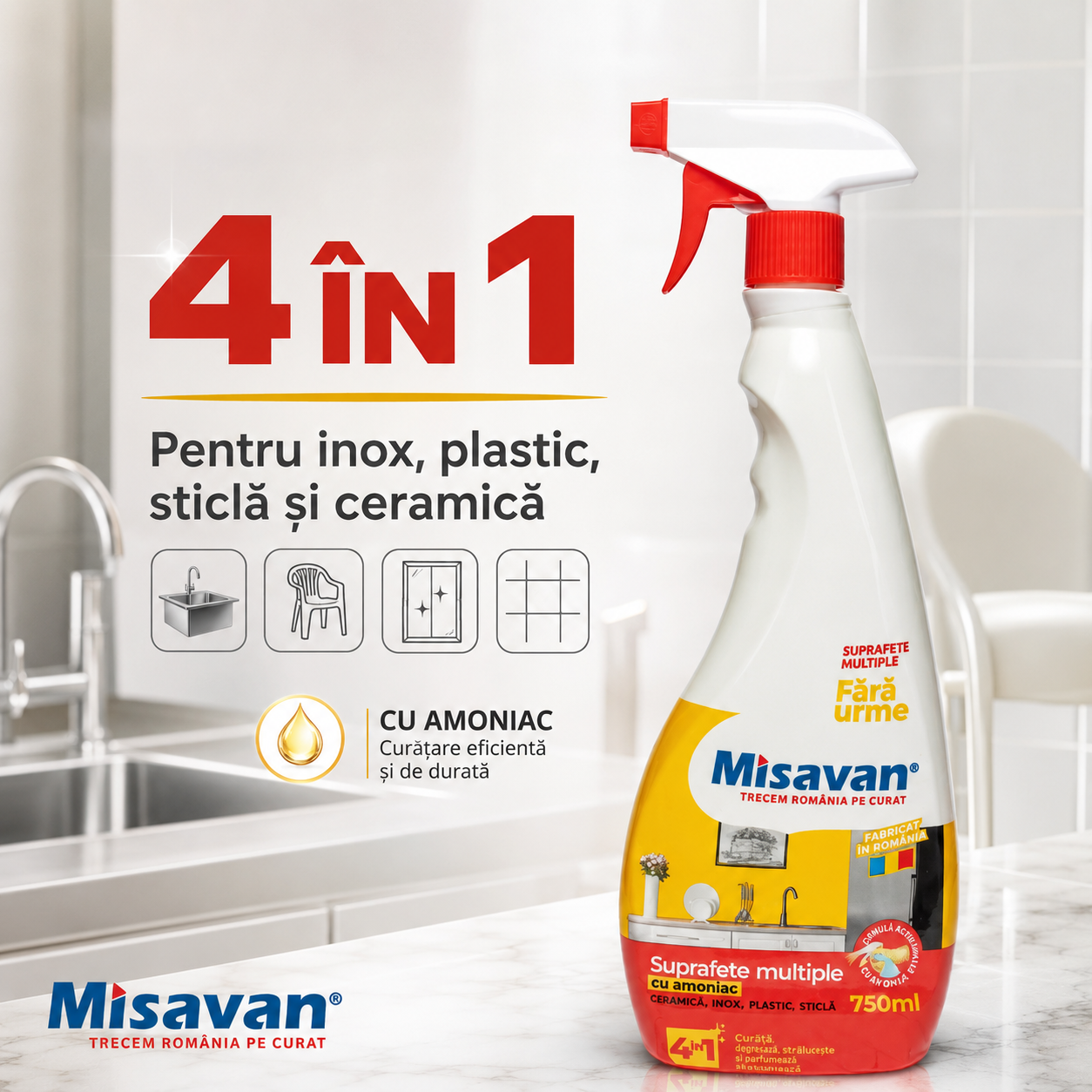 Misavan Soluție Multifuncțională pe bază de Amoniac 4 în 1 750 ml [3]