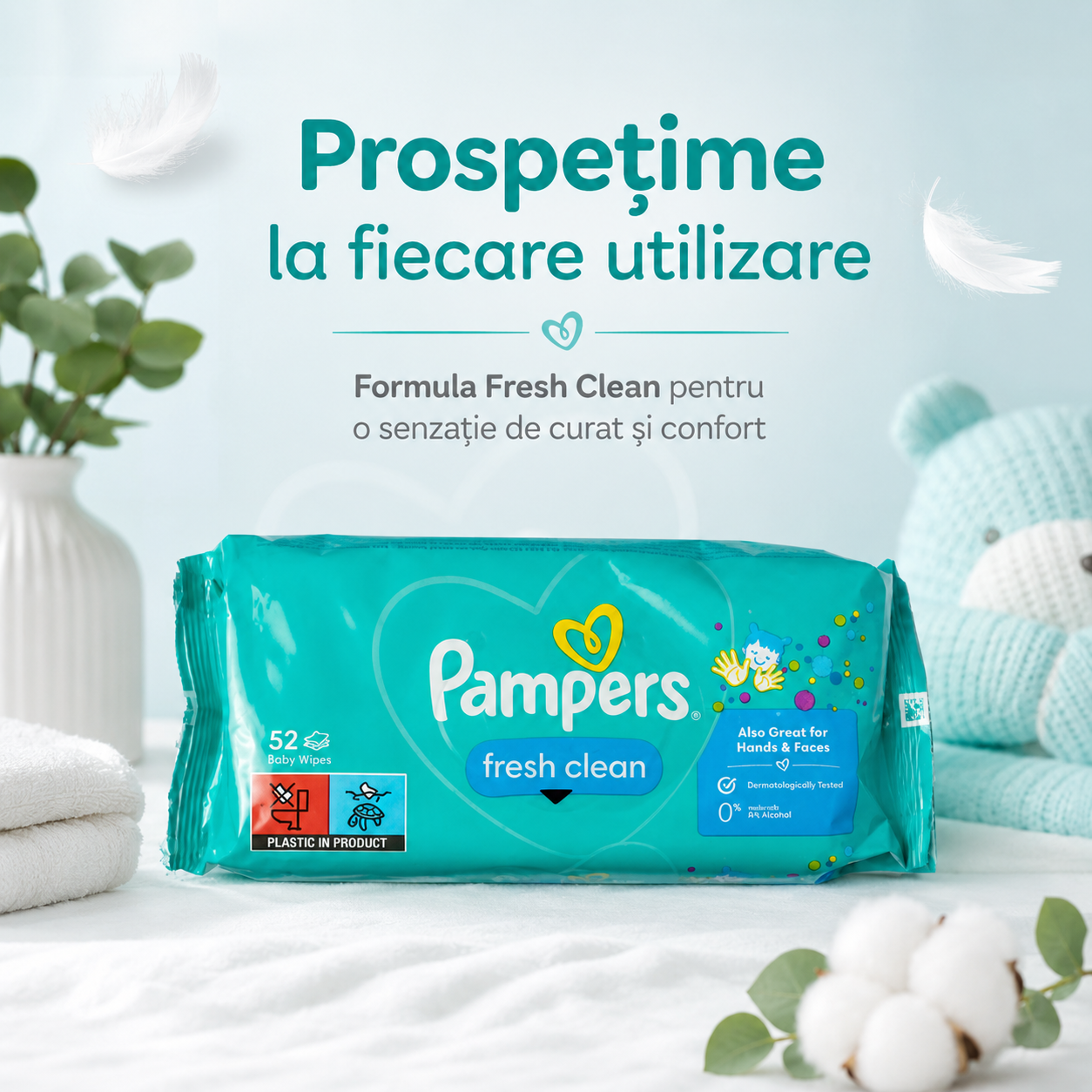 Pampers Fresh Clean Șervețele Umede Copii 52 Bucăți [3]