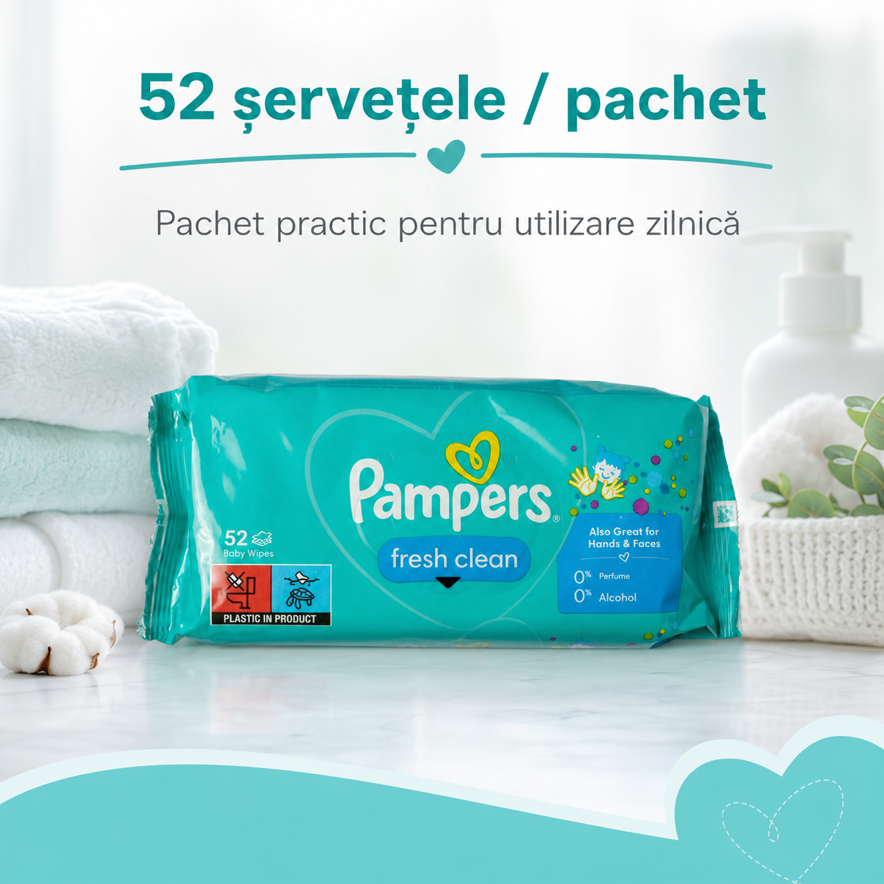Pampers Fresh Clean Șervețele Umede Copii 52 Bucăți [5]