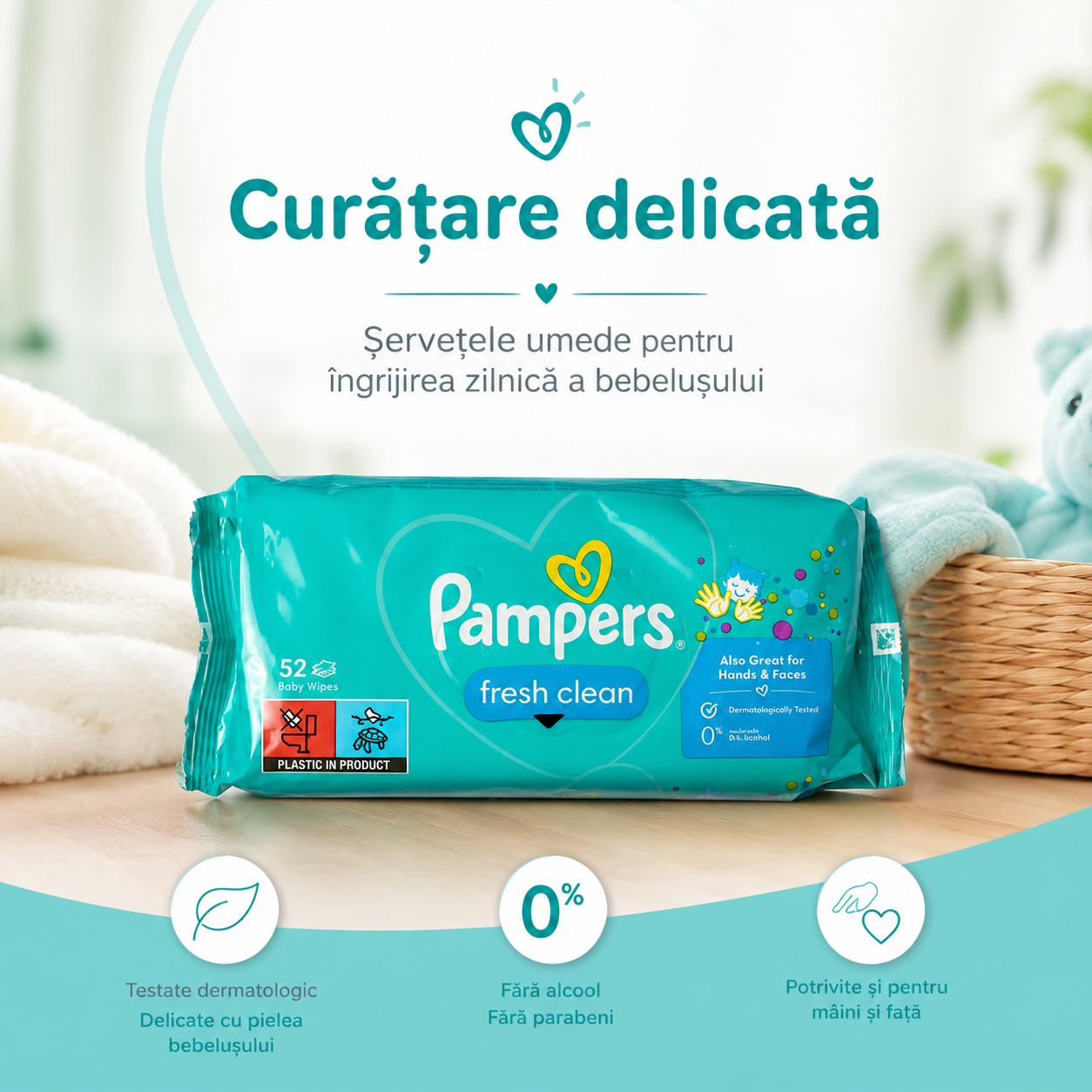 Pampers Fresh Clean Șervețele Umede Copii 52 Bucăți [4]