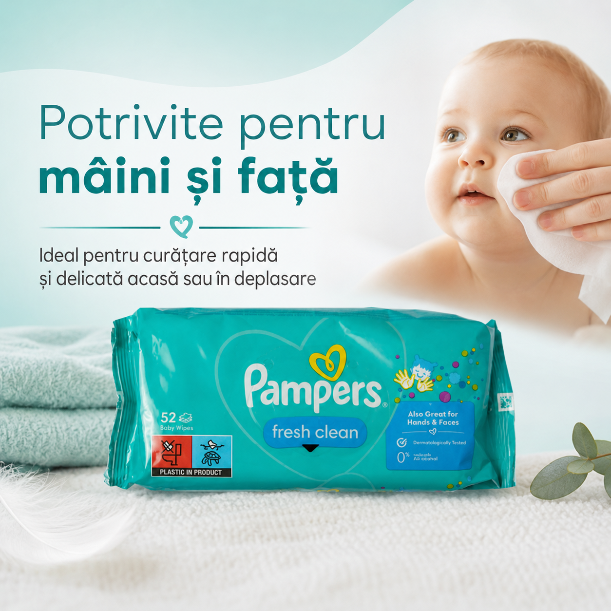 Pampers Fresh Clean Șervețele Umede Copii 52 Bucăți [6]