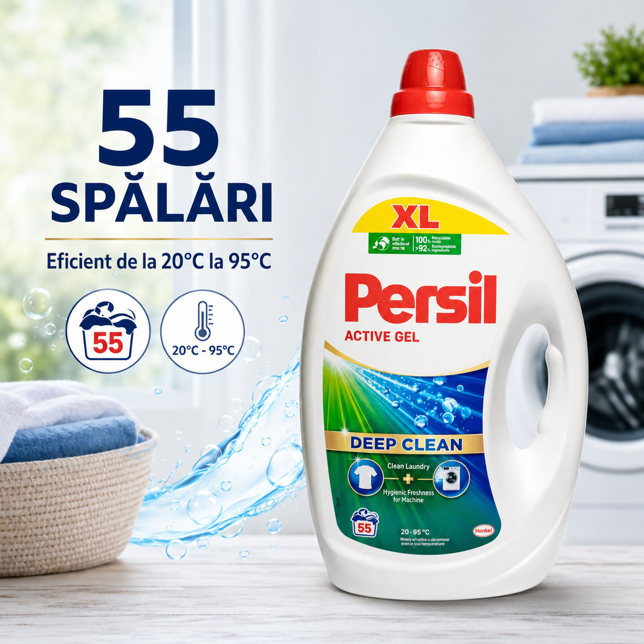 Persil Active Gel Deep Clean Detergent Lichid Rufe 2.475 L 55 Spălări [6]
