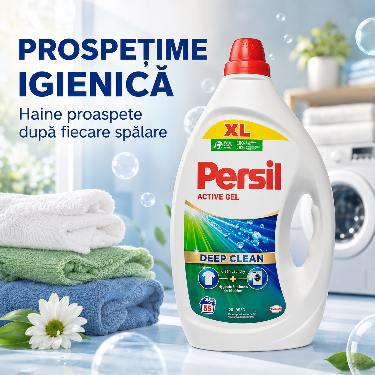 Persil Active Gel Deep Clean Detergent Lichid Rufe 2.475 L 55 Spălări [5]
