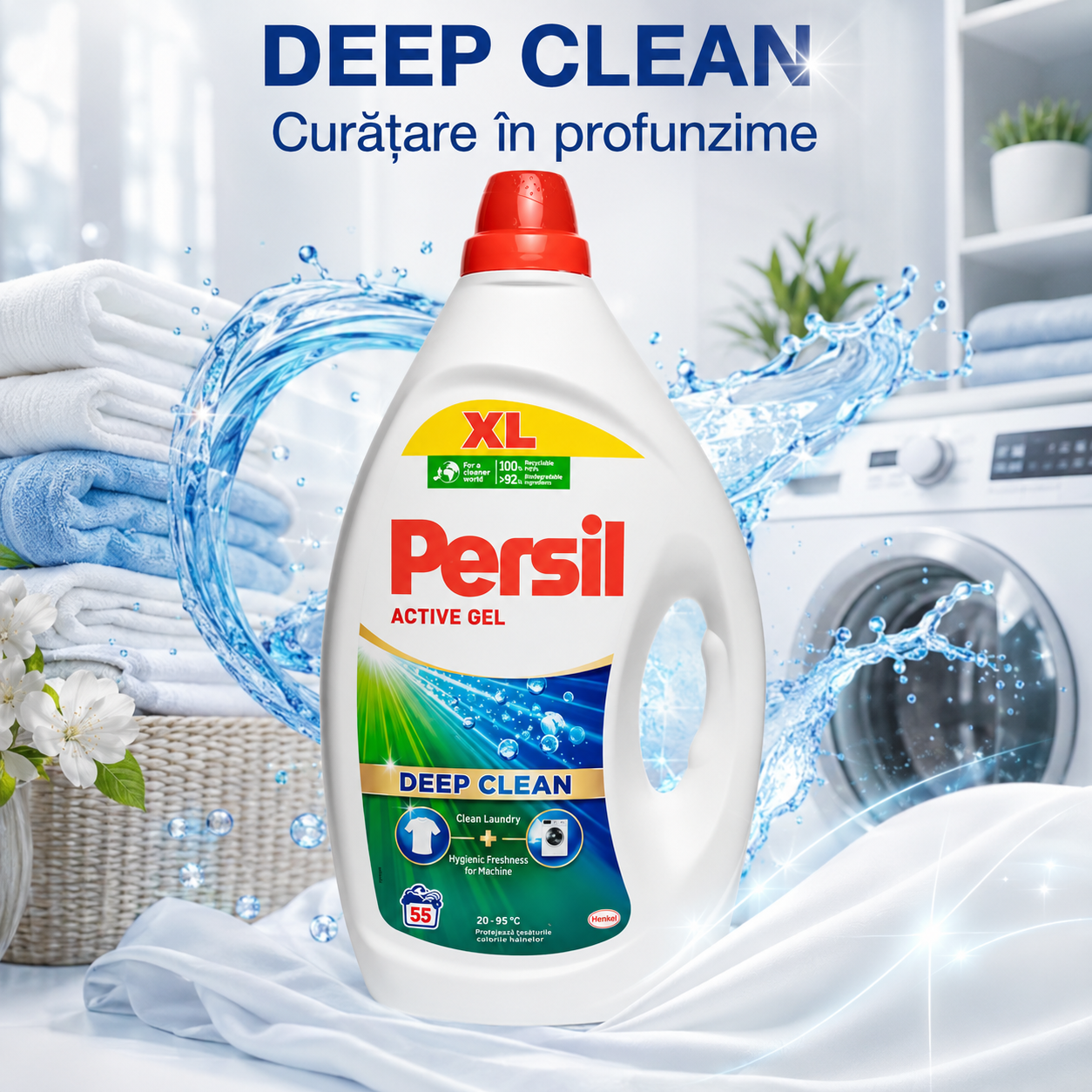 Persil Active Gel Deep Clean Detergent Lichid Rufe 2.475 L 55 Spălări [3]