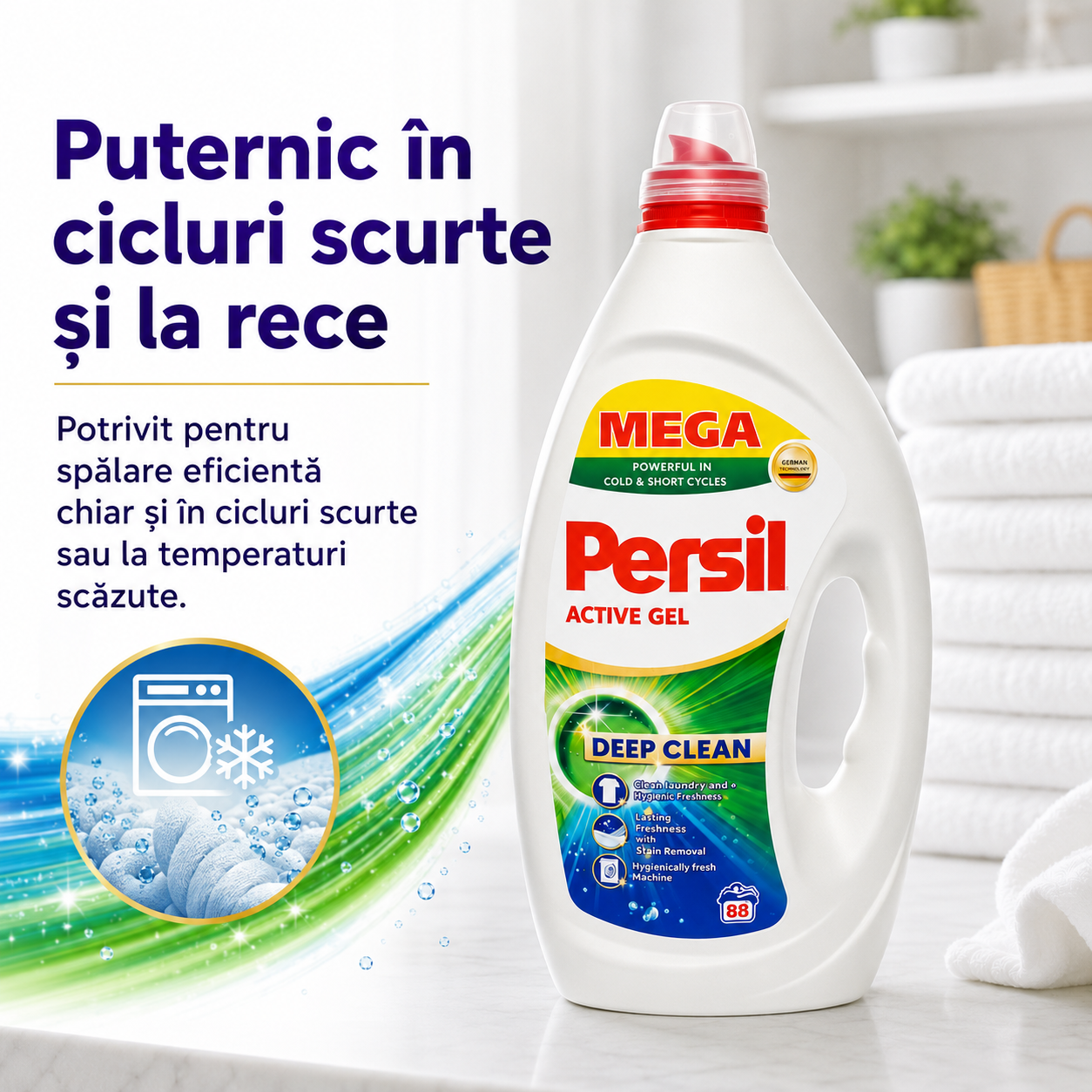 Persil Active Gel Deep Clean Detergent Lichid 3.96 L 88 Spălări [3]