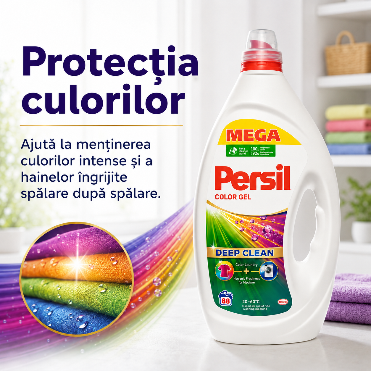 Persil Color Gel Deep Clean Detergent Lichid 3.96 L 88 Spălări [3]