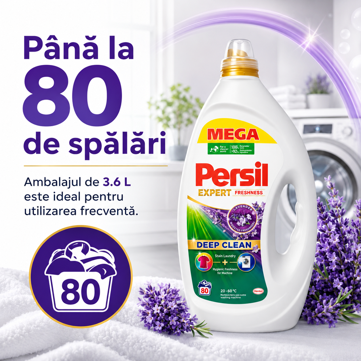 Persil Expert Freshness Lavandă Deep Clean Detergent Lichid 3.6 L 80 Spălări [4]