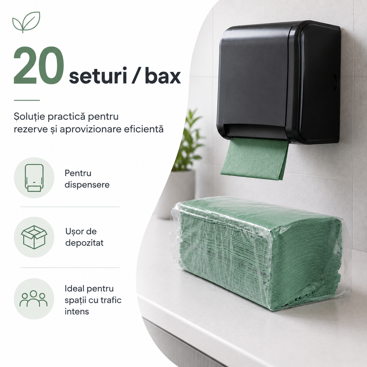 Misavan Prosoape Hârtie Pliante V Standard Verde 1 Strat 180 Bucăți Set Bax 20 Seturi [2]