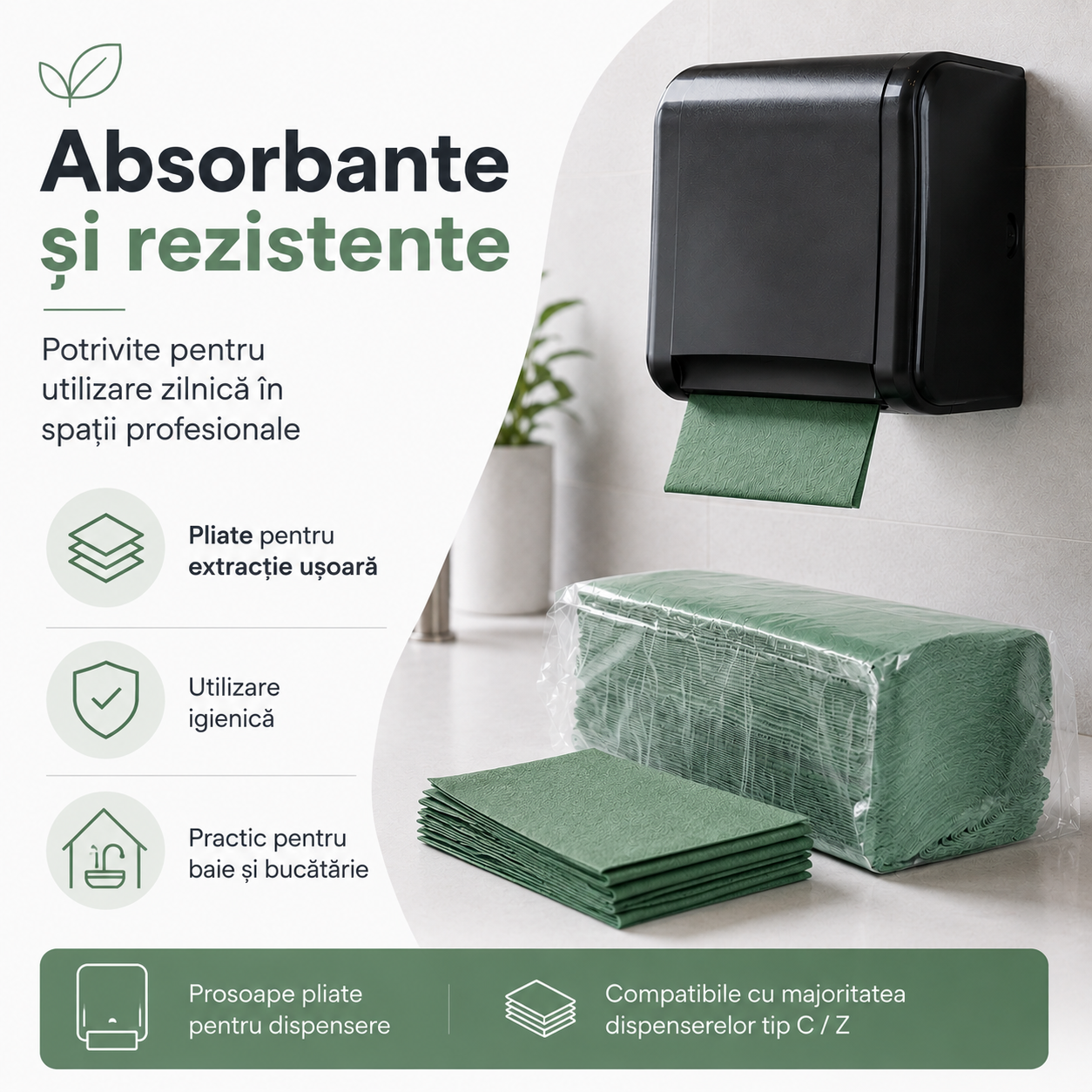 Misavan Prosoape Hârtie Pliante V Standard Verde 1 Strat 180 Bucăți Set Bax 20 Seturi [3]