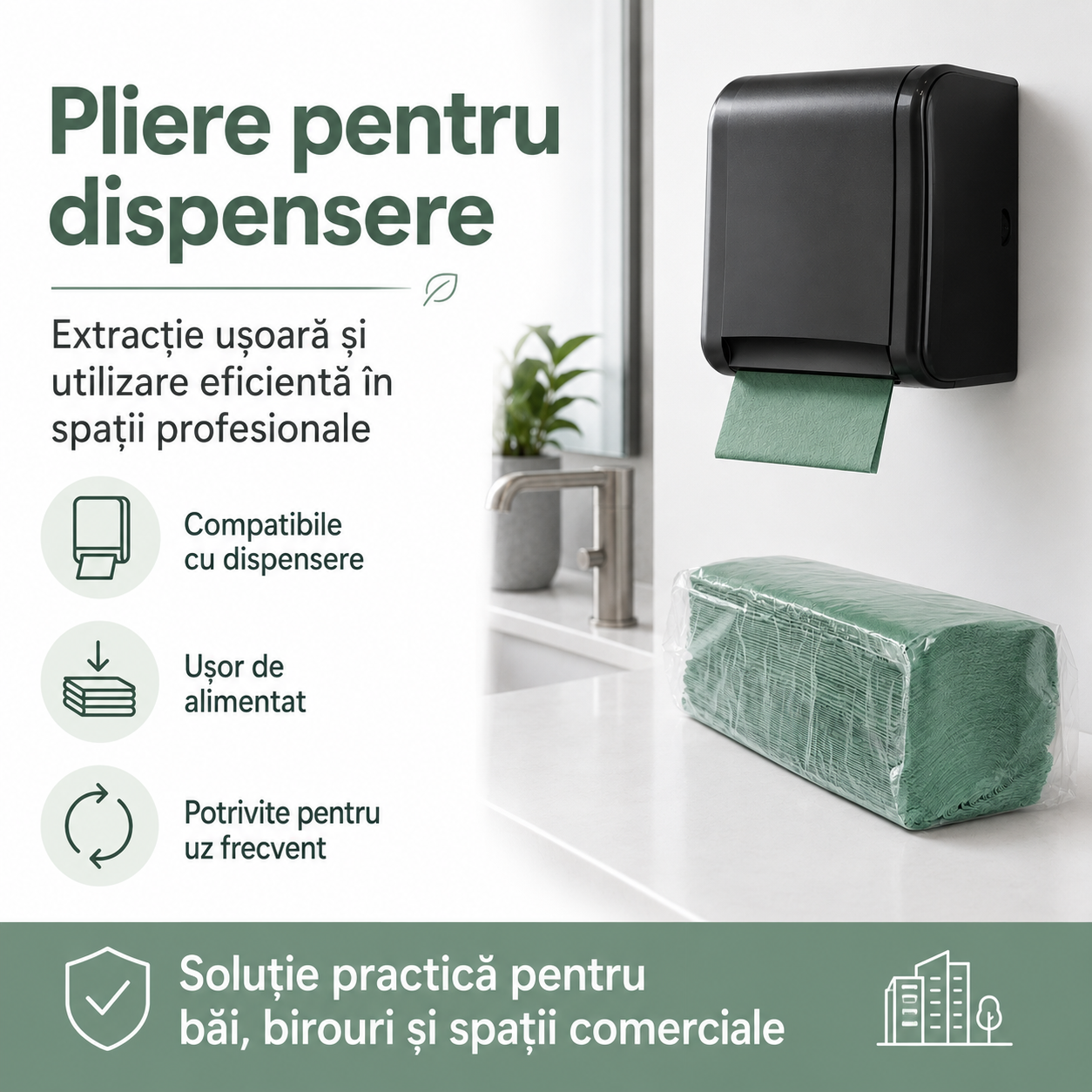 Misavan Prosoape Hârtie Pliante V Standard Verde 1 Strat 180 Bucăți Set Bax 20 Seturi [5]