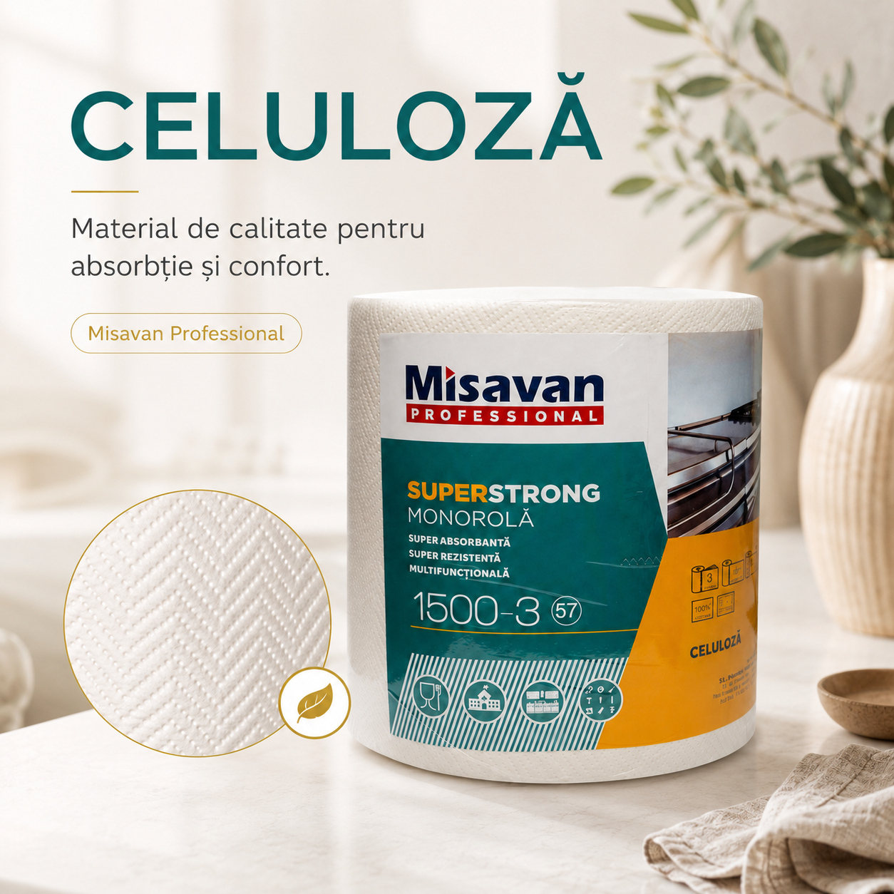 Misavan Professional Super Strong Prosop Hârtie Monorolă 3 Straturi 527 Foi [2]