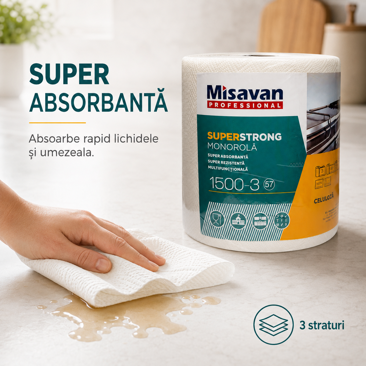 Misavan Professional Super Strong Prosop Hârtie Monorolă 3 Straturi 527 Foi [3]