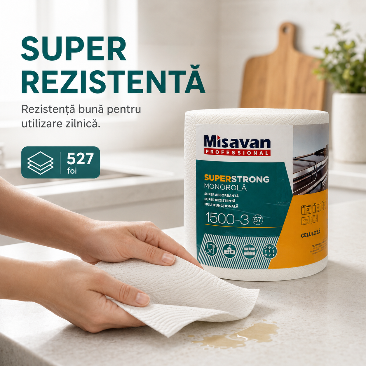 Misavan Professional Super Strong Prosop Hârtie Monorolă 3 Straturi 527 Foi [5]