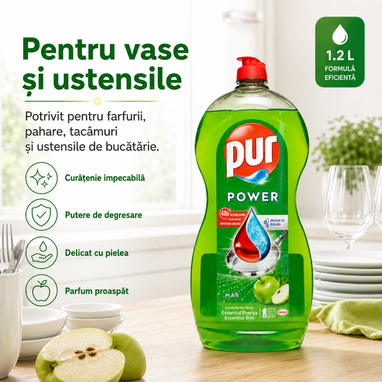 Pur Power Măr Detergent de Vase 1.2 L [4]